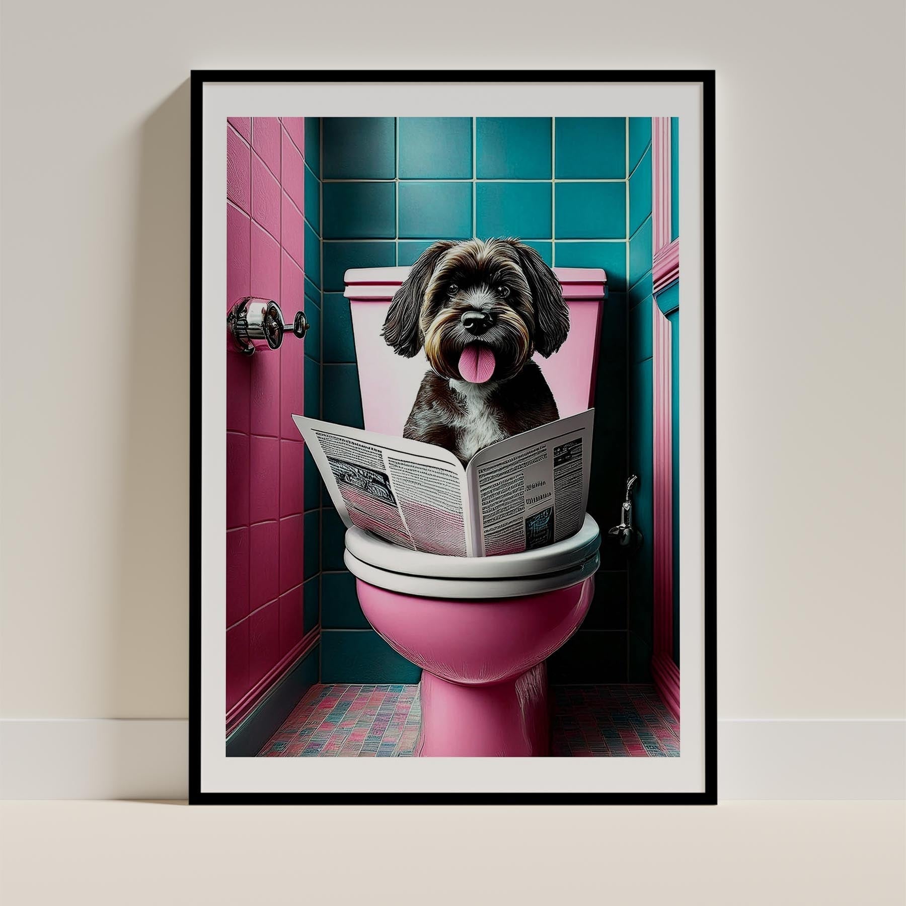 Moodle Toilet Dogs PInk and Turquise image 0