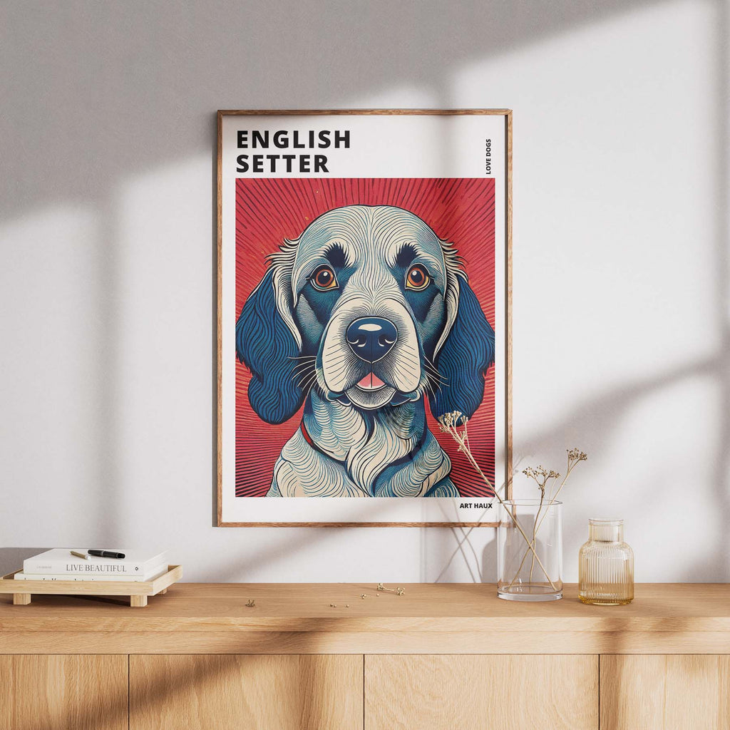 English Setter Hokusai Japanese Inspired Dog Series with Text image 7