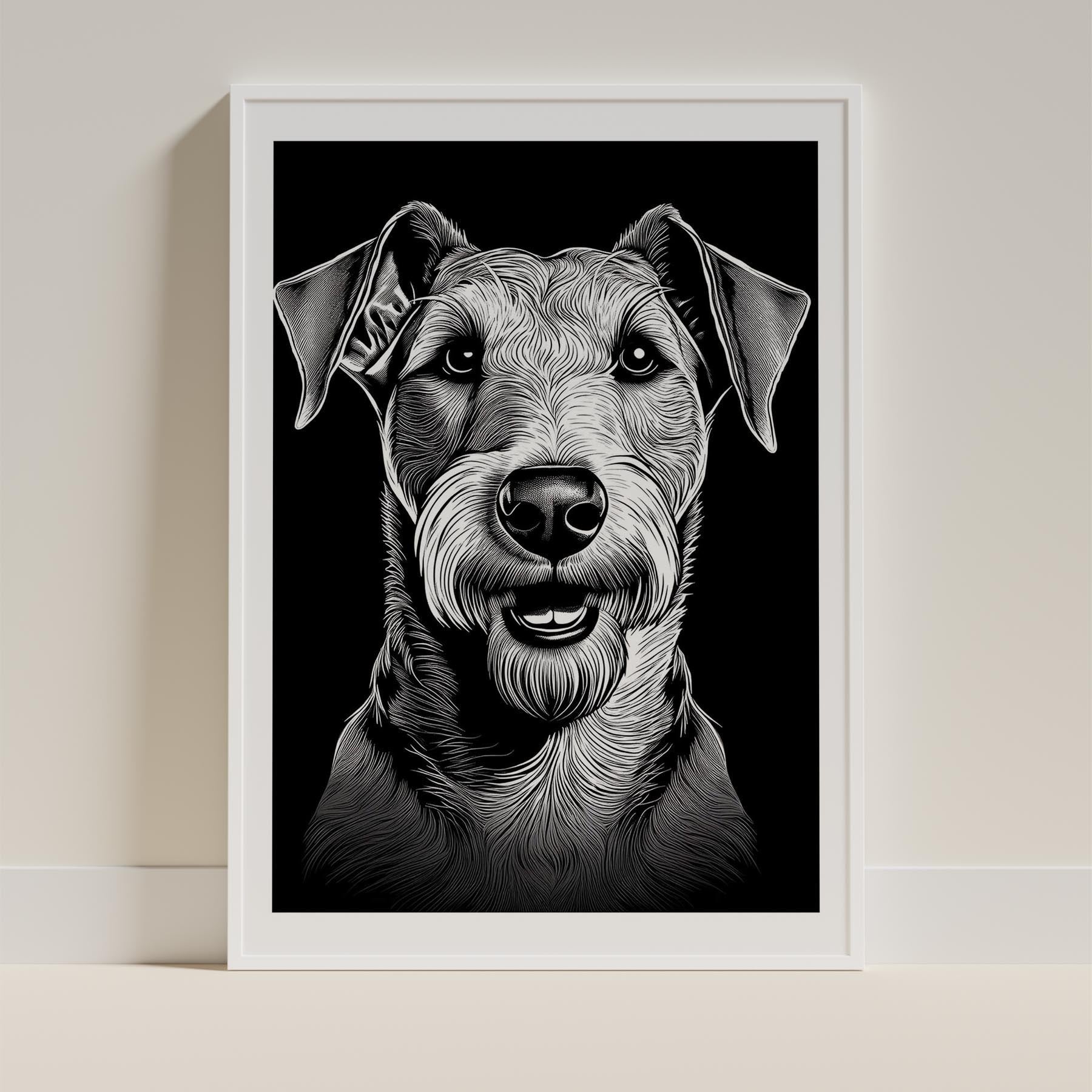 Airedale Line Dog Series in Black and White image 9