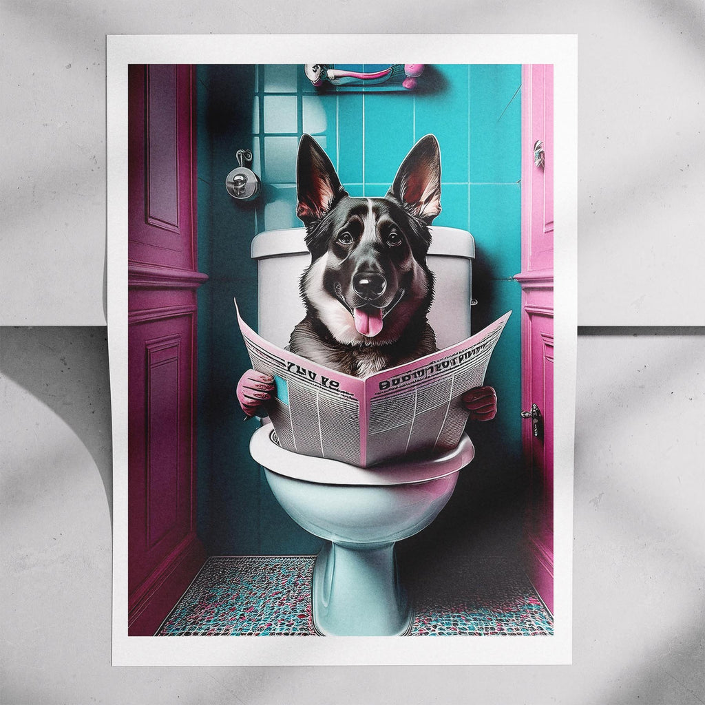 German Shepherd Toilet Dogs PInk and Turquise image 7