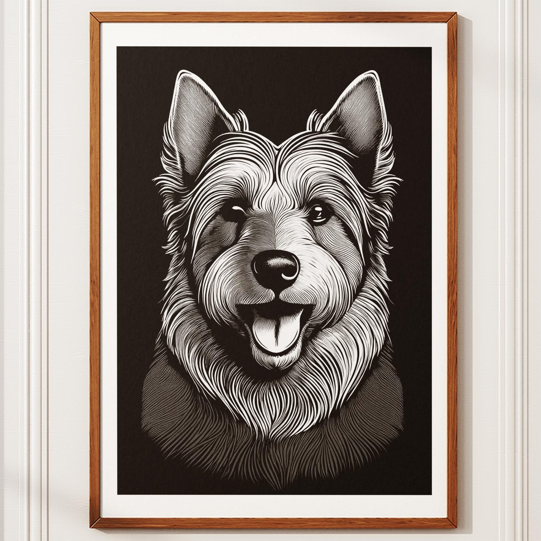 Australian Terrier Line Dog Series in Black and White image 10
