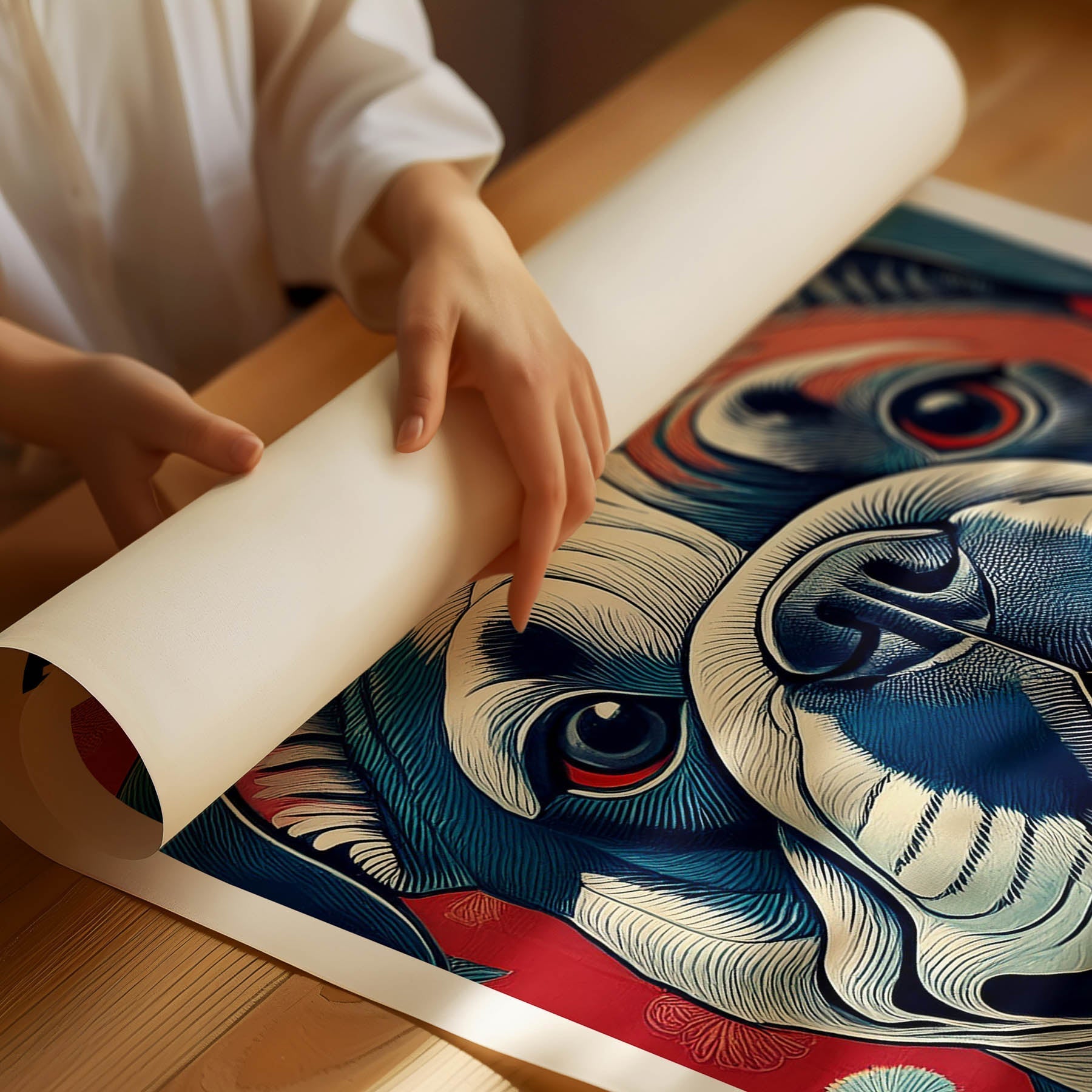 Bulldog Hokusai Japanese Inspired Dog Series with Text image 1