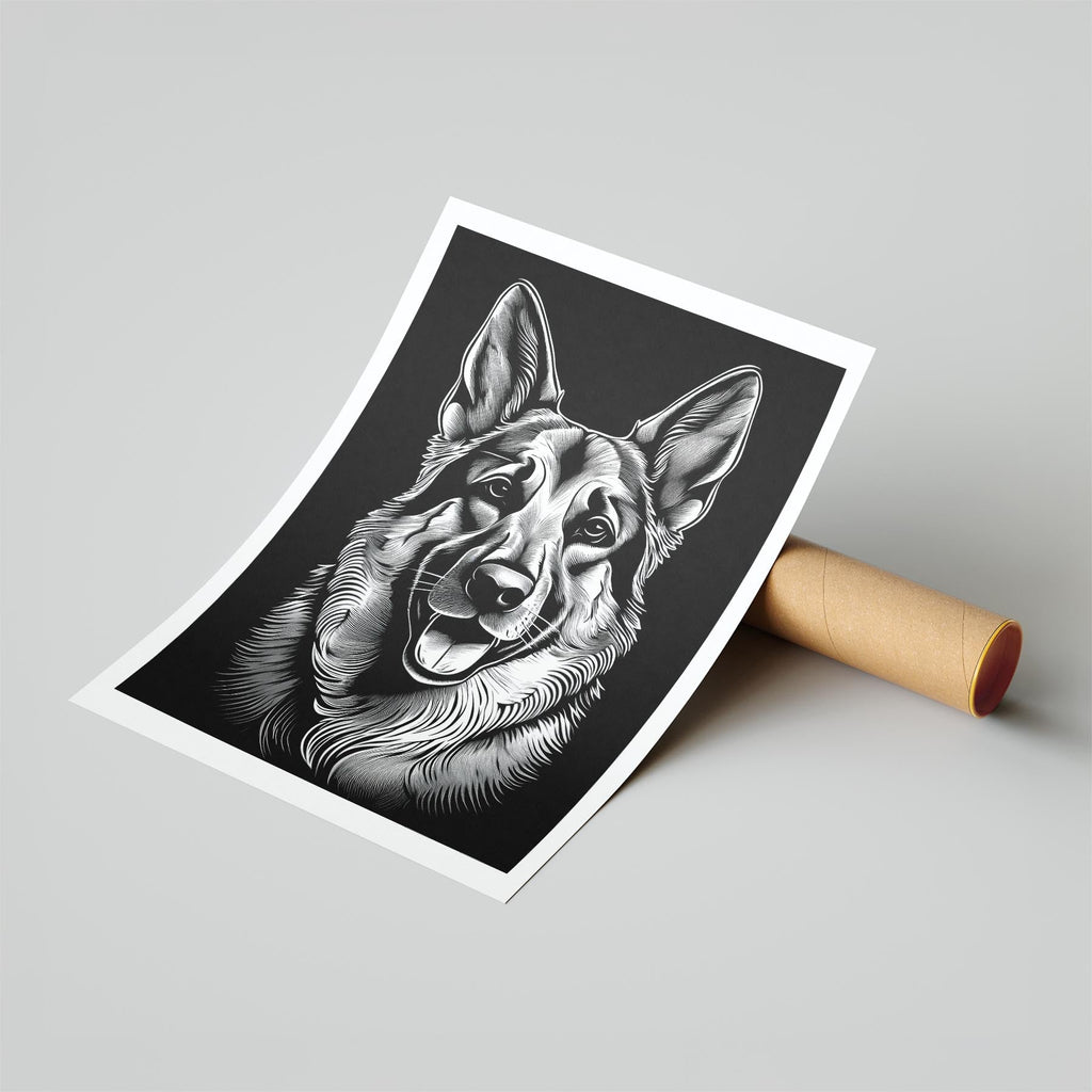 German Shepherd Line Dog Series in Black and White image 6