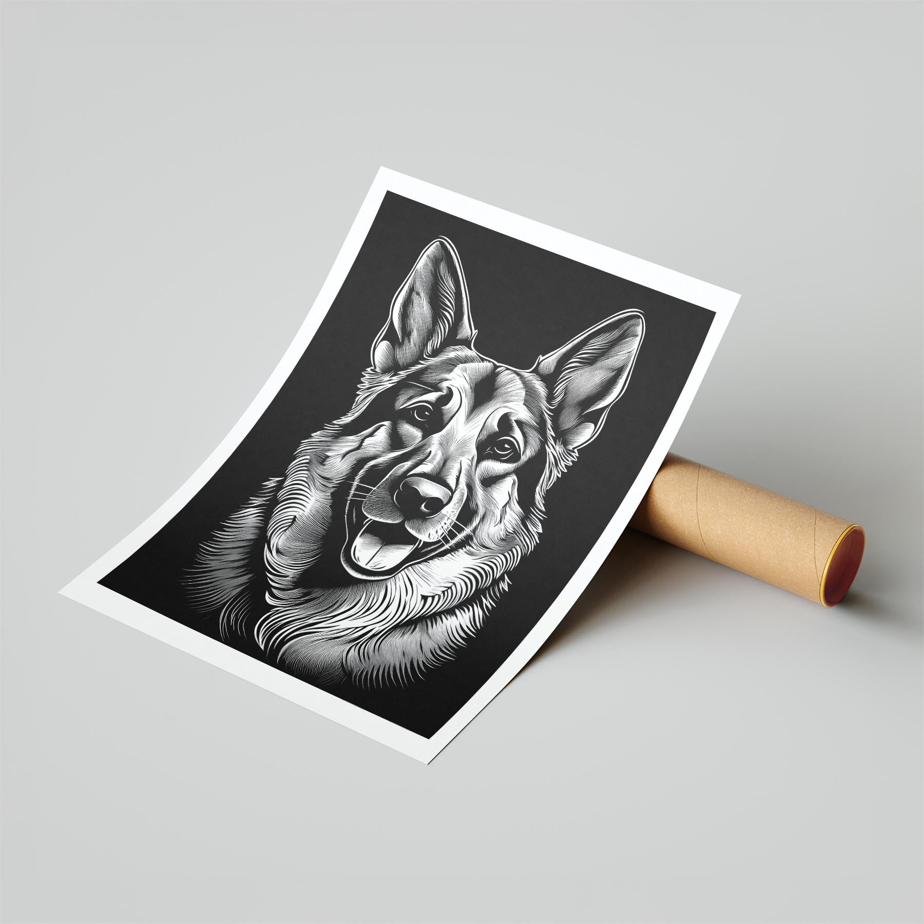 German Shepherd Line Dog Series in Black and White image 6