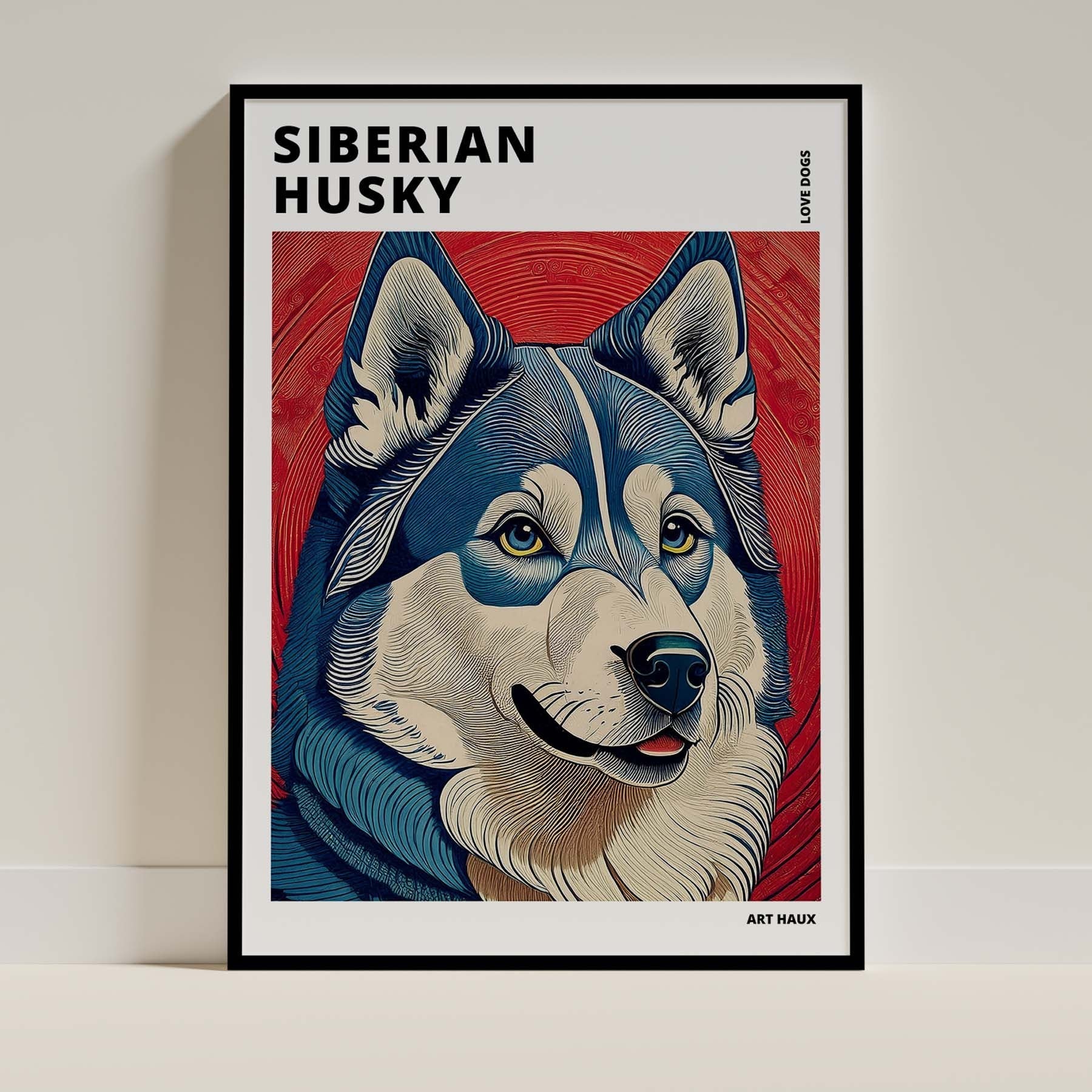 Siberian Husky Hokusai Japanese Inspired Dog Series with Text image 0