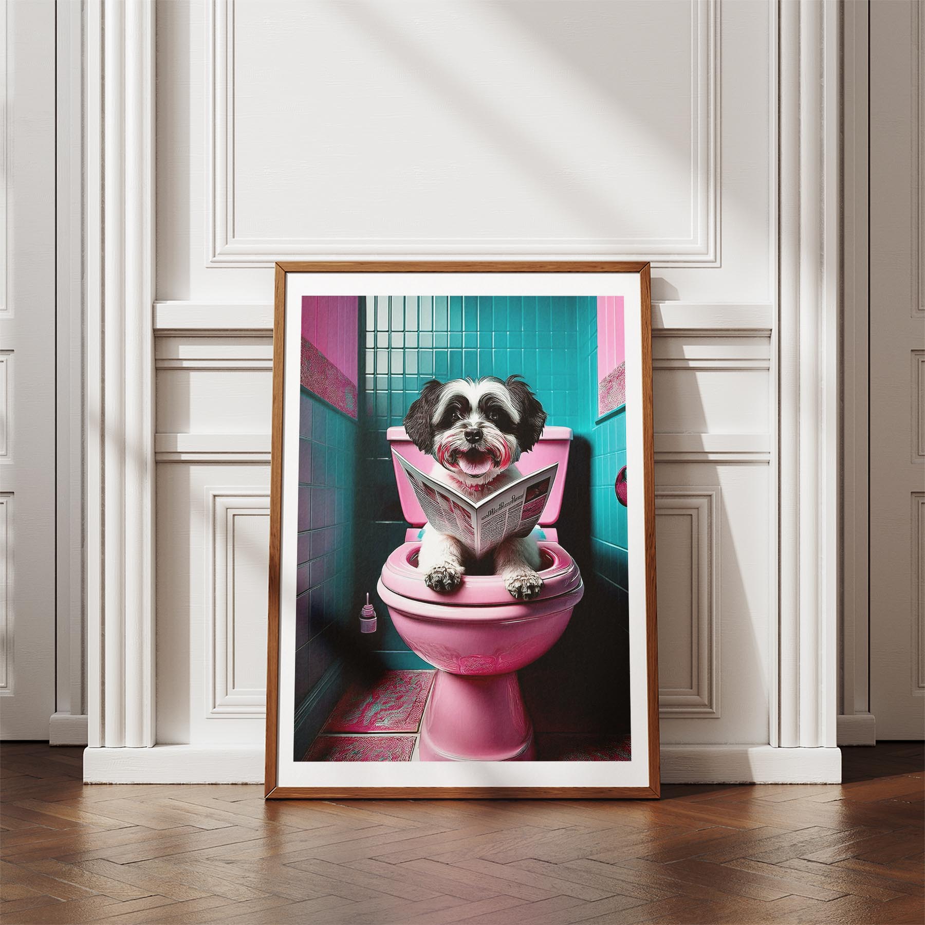 Maltese Toilet Dogs PInk and Turquise image 4