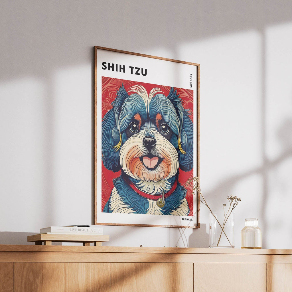 Shih Tzu Hokusai Japanese Inspired Dog Series with Text image 5