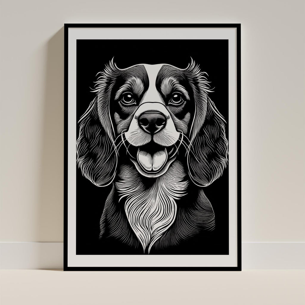 Cavalier Spaniel Line Dog Series in Black and White image 0