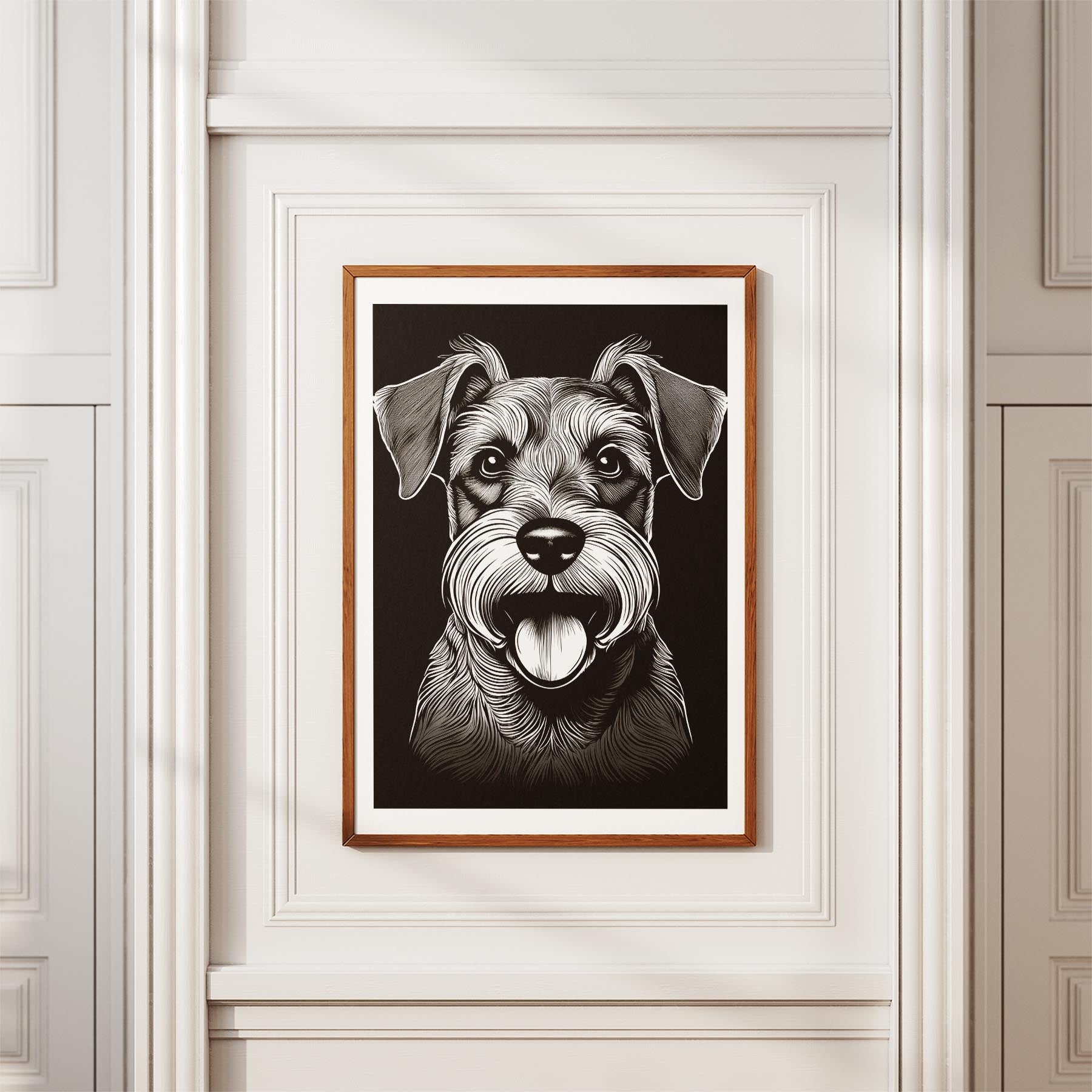 Schnauzer Line Dog Series in Black and White image 3