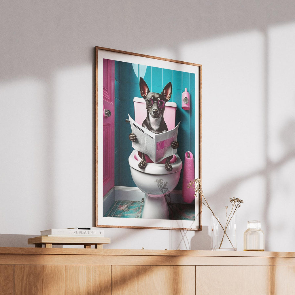 Miniature Pinscher Toilet Dogs PInk and Turquise image 5