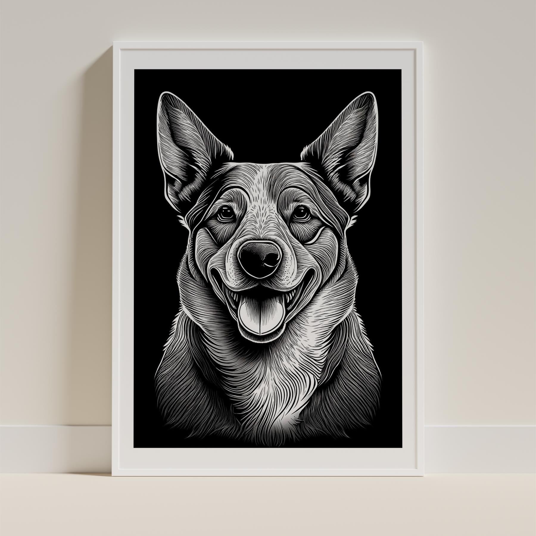 Cattle Dog Line Dog Series in Black and White image 9