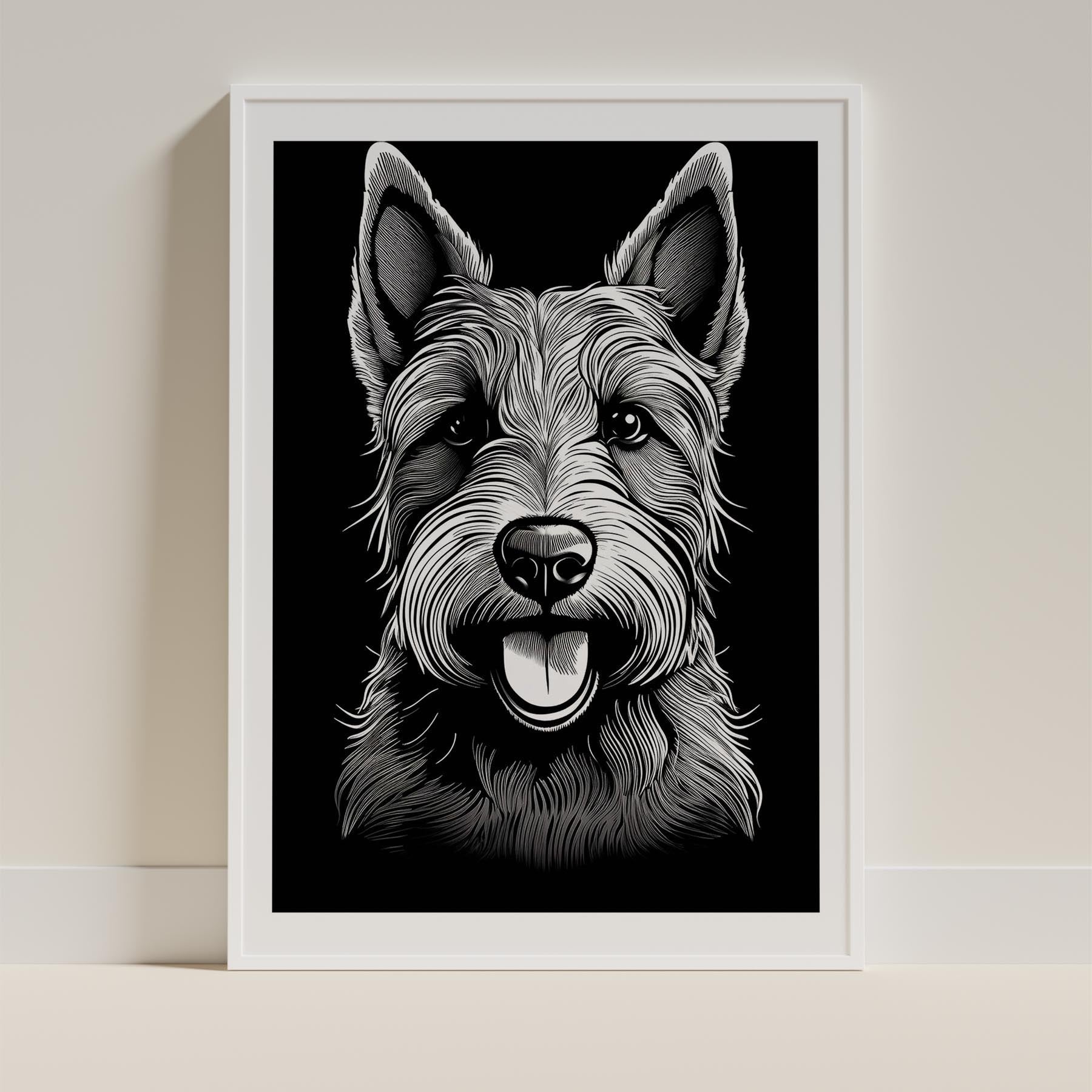Scottish Terrier Line Dog Series in Black and White image 9