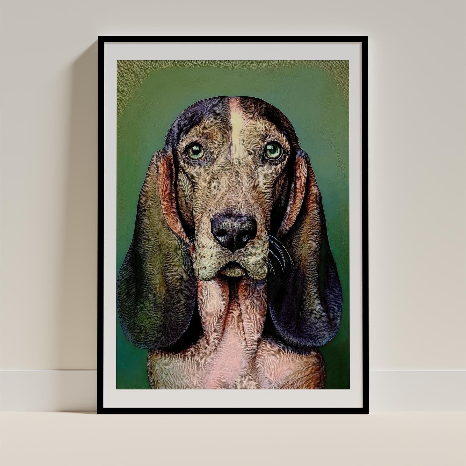 Basset Hound Green Painted Series image 0