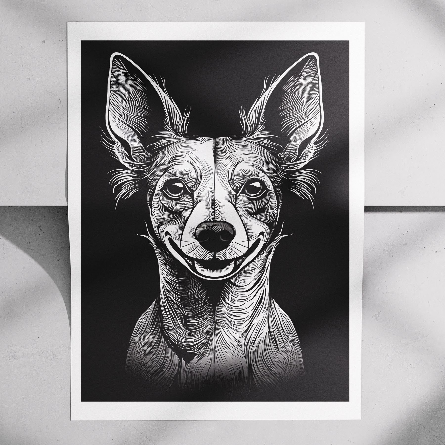 Chinese Crested Line Dog Series in Black and White image 7