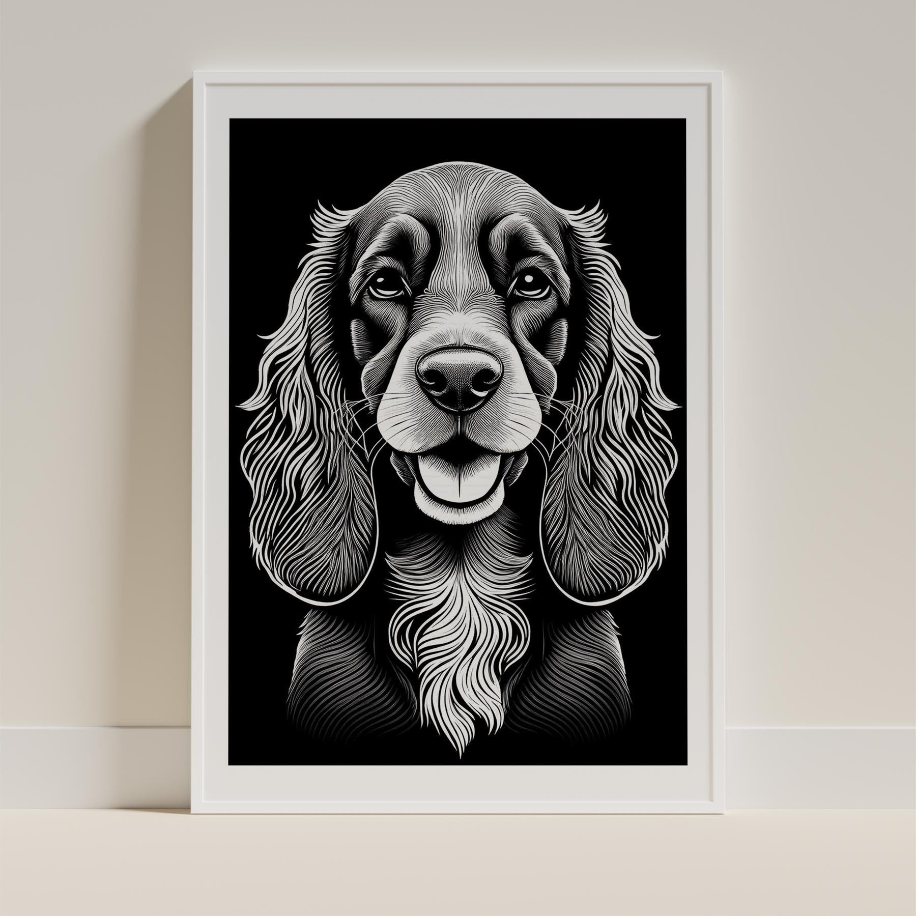 Cocker Spaniel Line Dog Series in Black and White image 9