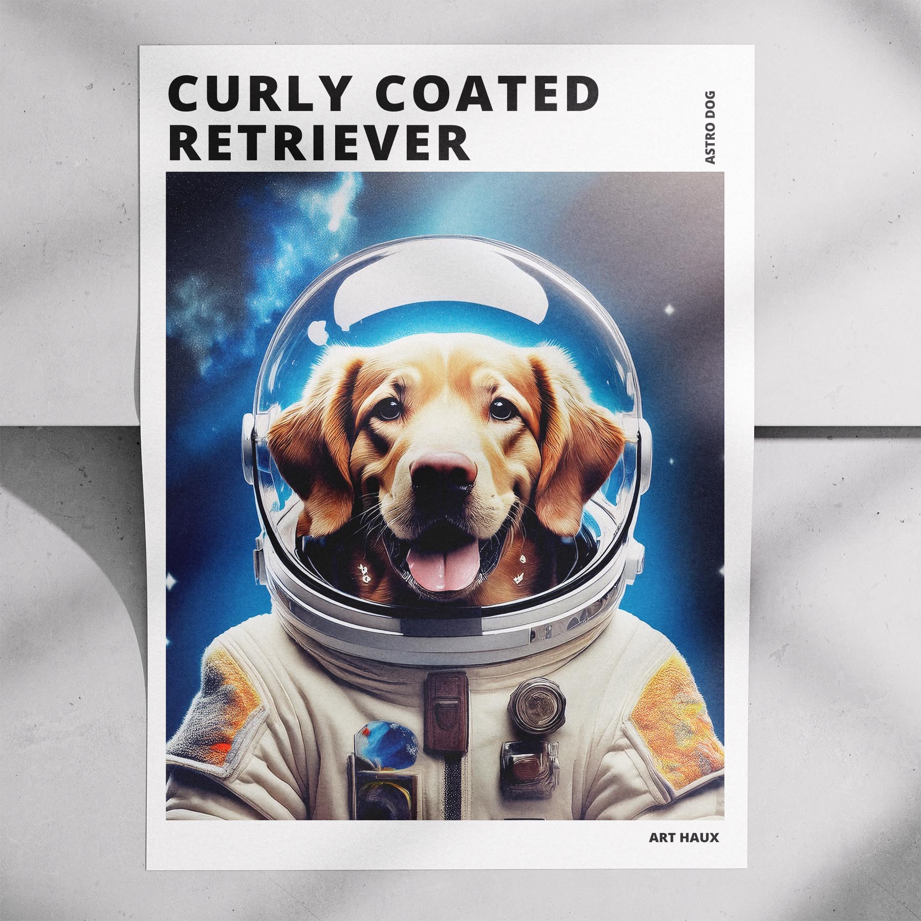 Curly Coated Retriever Astronaut Dog Series with Text Astro Dog image 7