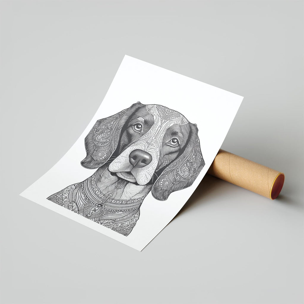 English Springer Spaniel Mandala Black and White Dog Series image 6