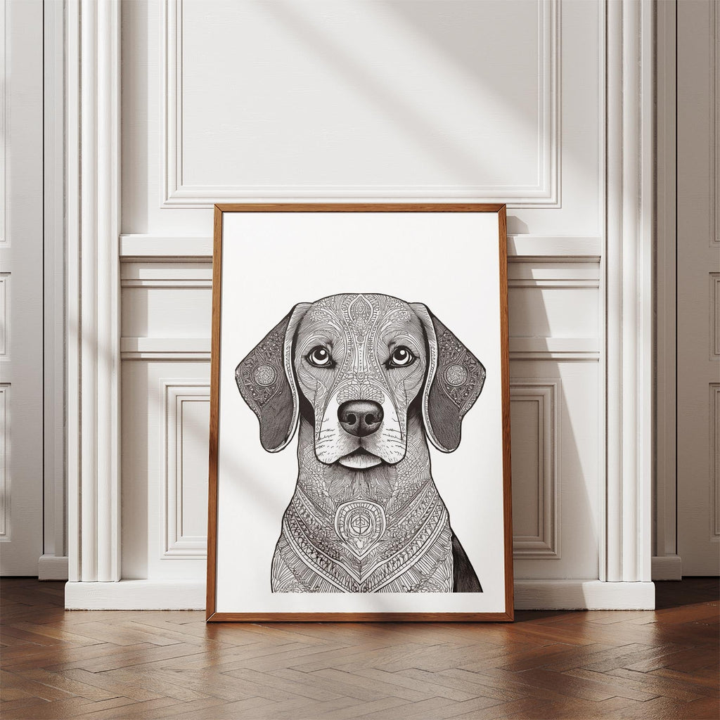 Beagle Mandala Black and White Dog Series image 4