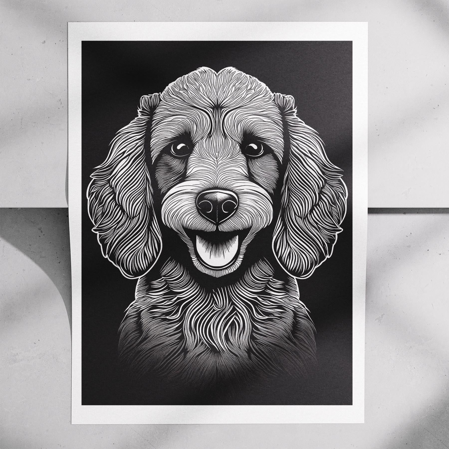 Poodle Line Dog Series in Black and White image 7
