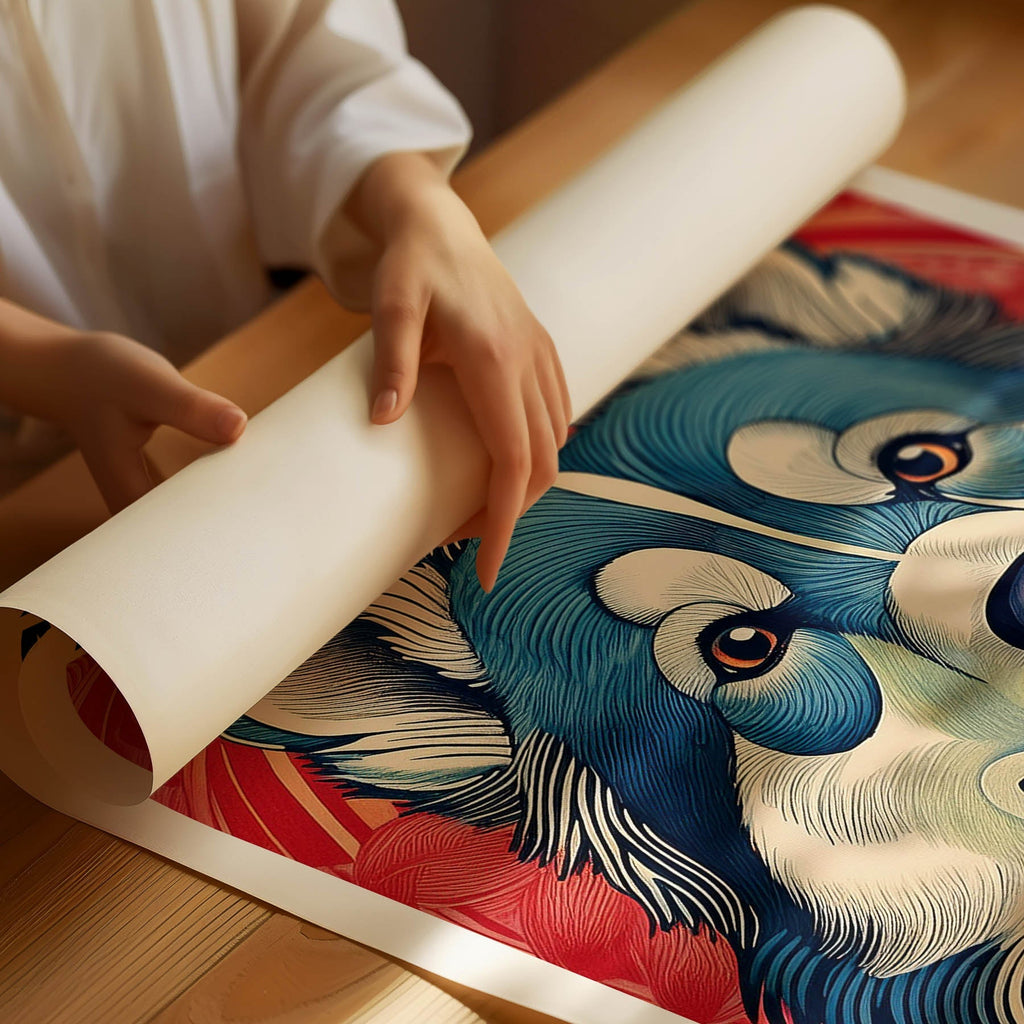 Alaskan Malamute Hokusai Japanese Inspired Dog Series with Text image 1