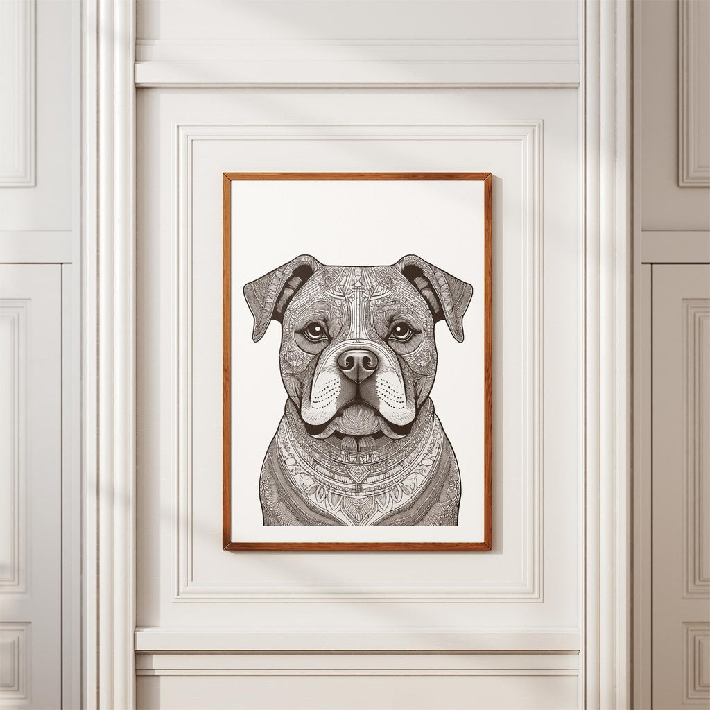 Bulldog Mandala Black and White Dog Series image 3