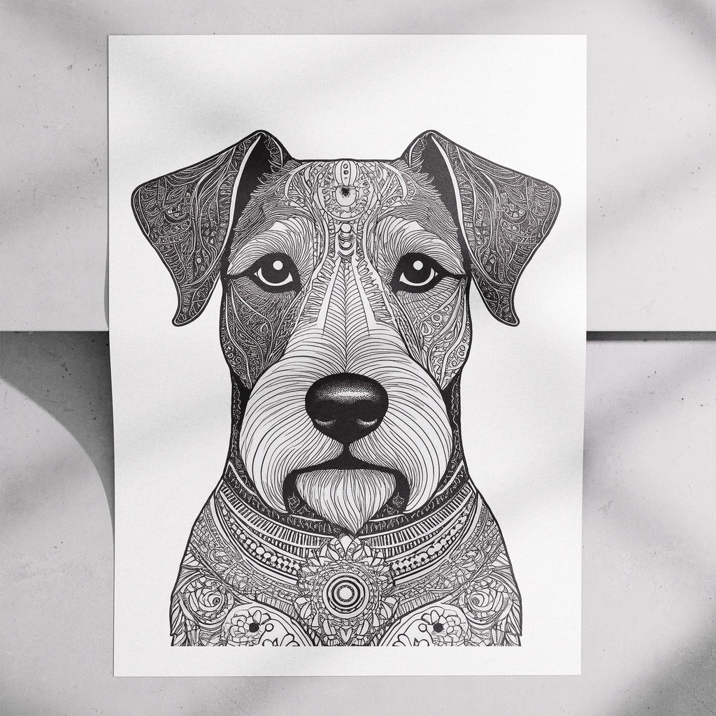 Fox Terrier Mandala Black and White Dog Series image 7