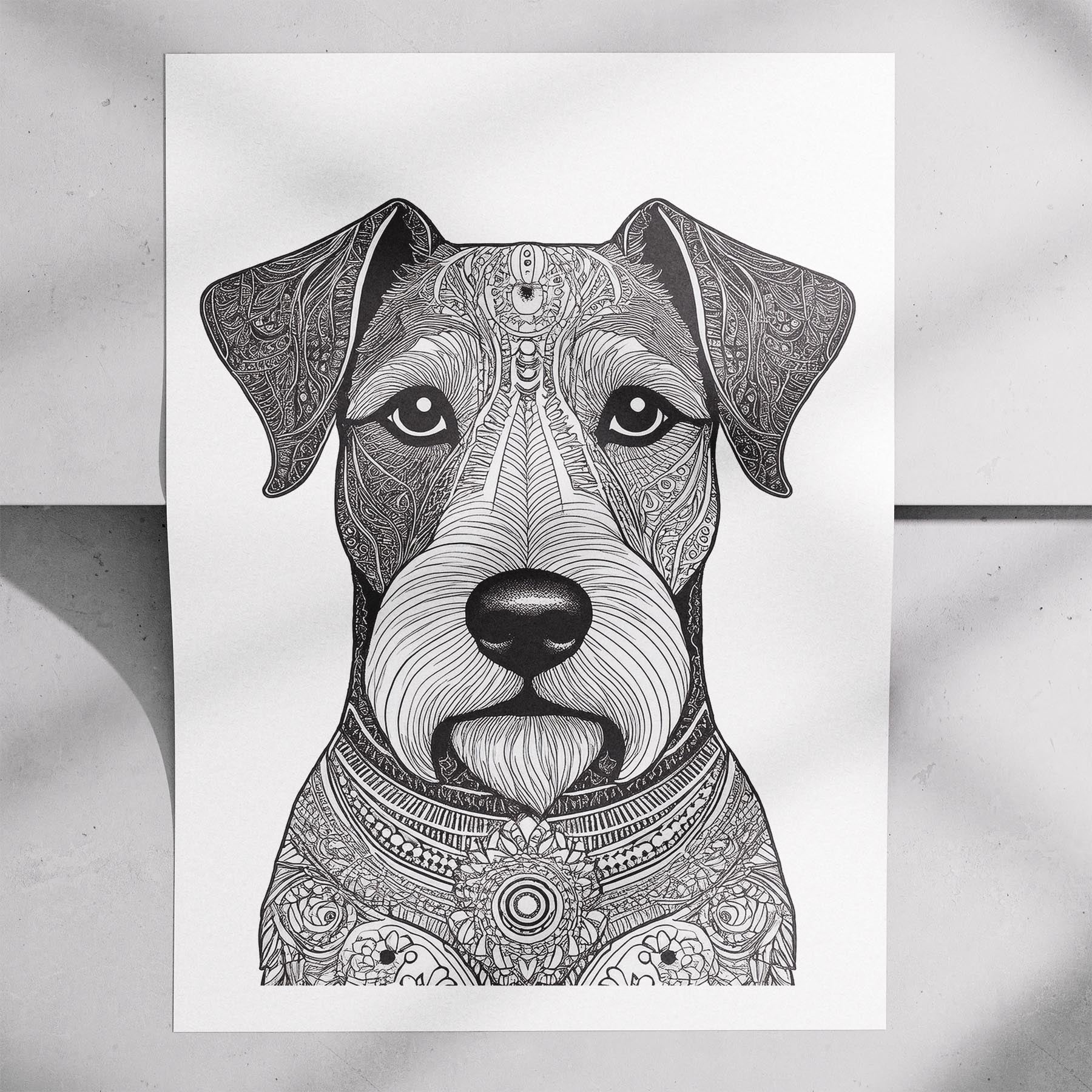 Fox Terrier Mandala Black and White Dog Series image 7