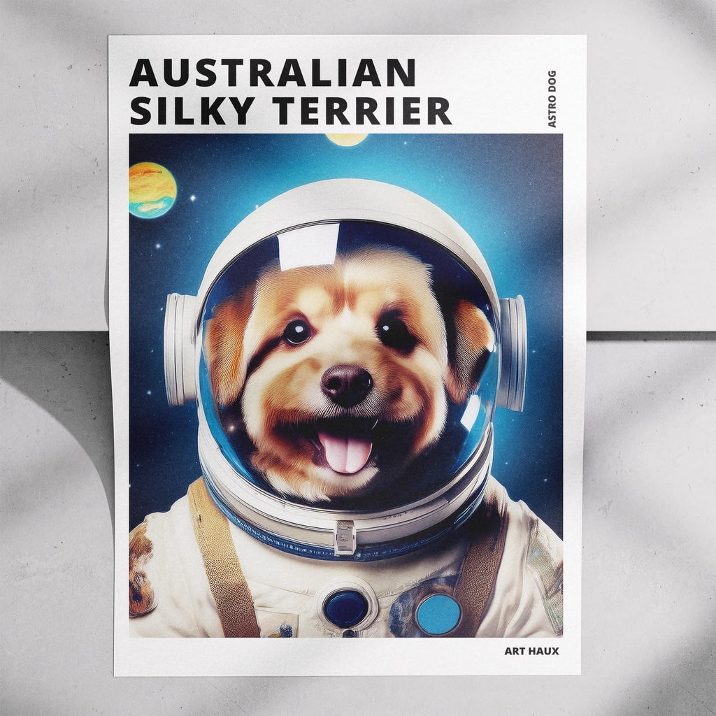 Australian Silky Terrier Astronaut Dog Series with Text Astro Dog image 7