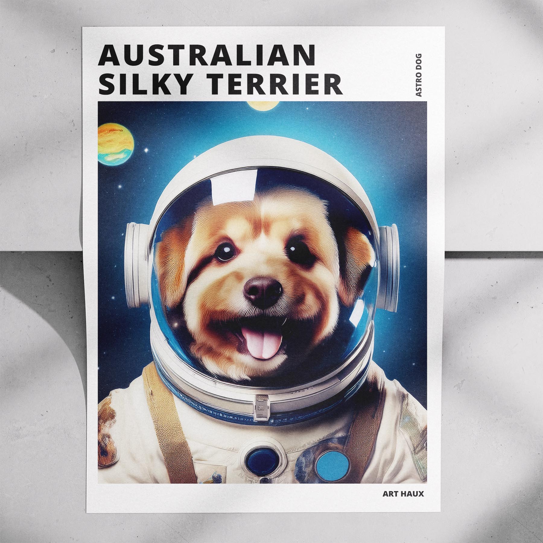 Australian Silky Terrier Astronaut Dog Series with Text Astro Dog image 7