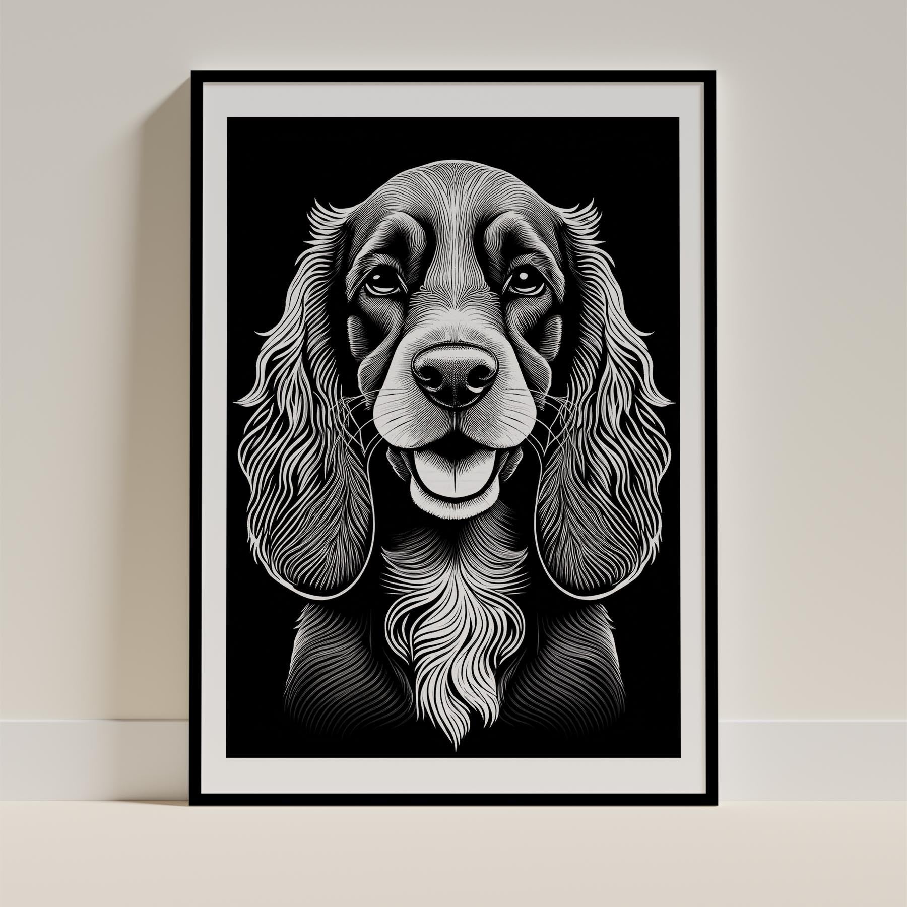 Cocker Spaniel Line Dog Series in Black and White image 0