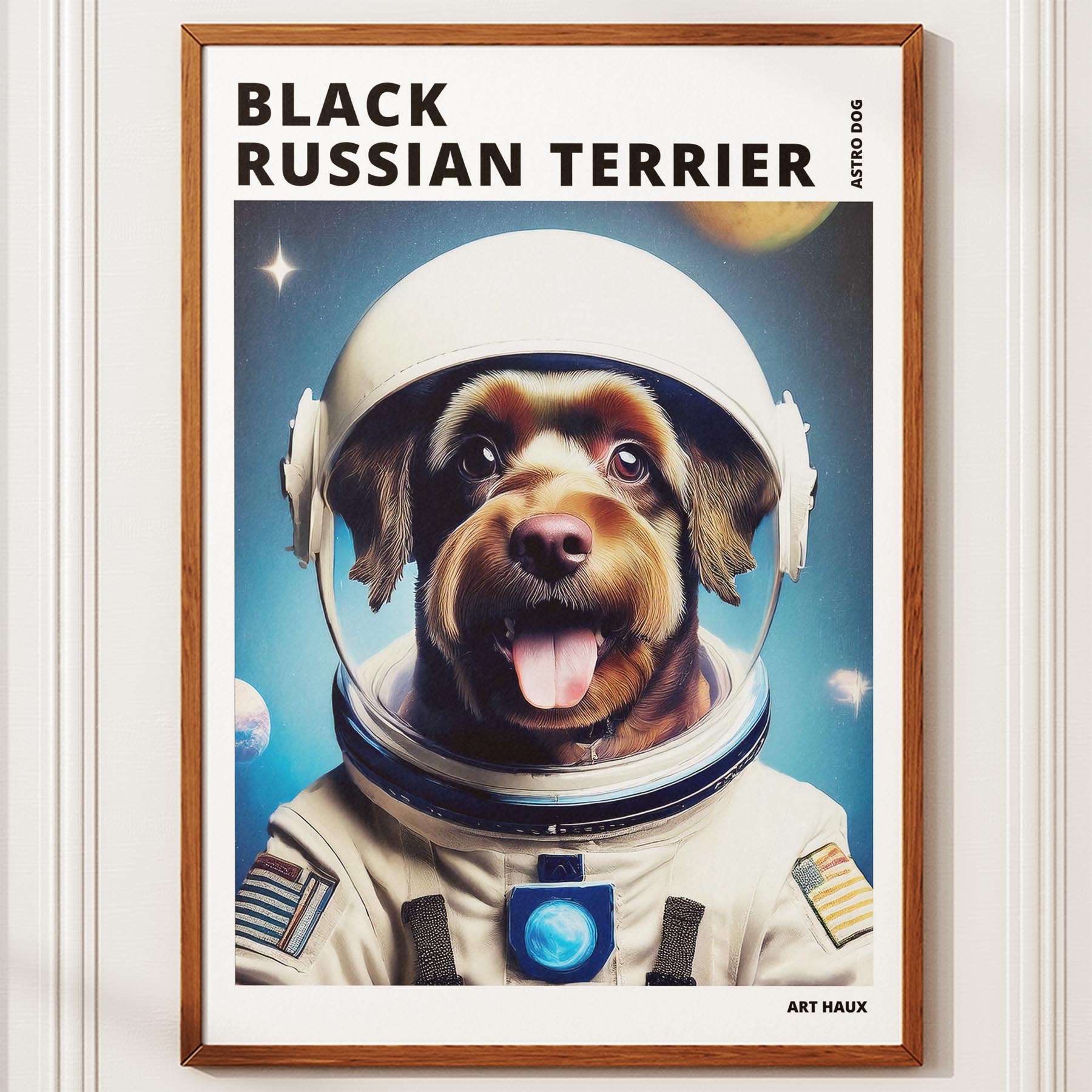 Black Russian Terrier Astronaut Dog Series with Text Astro Dog image 10