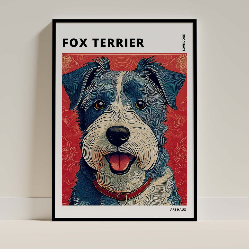 Fox Terrier Hokusai Japanese Inspired Dog Series with Text image 0