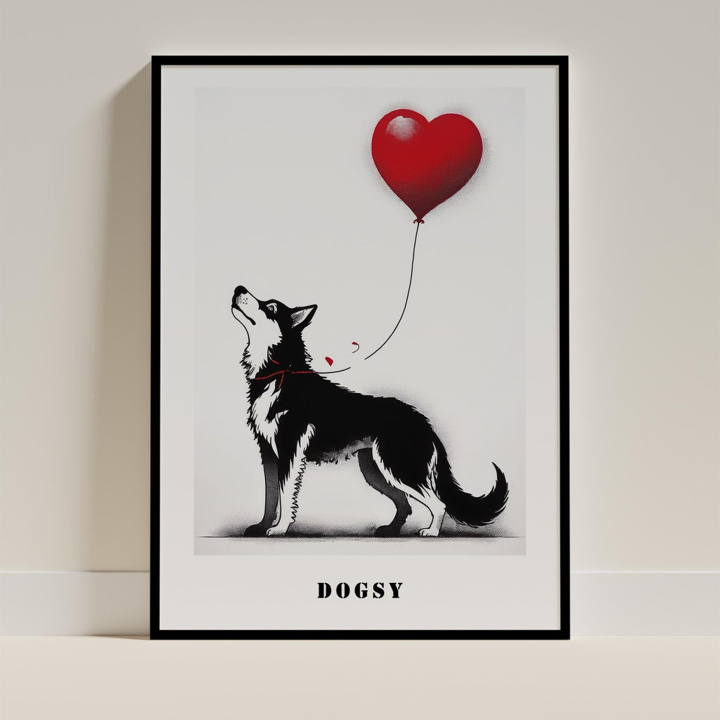 Siberian Husky DOGSY Series inspired by the Art of Banksy with text Dogsy image 0