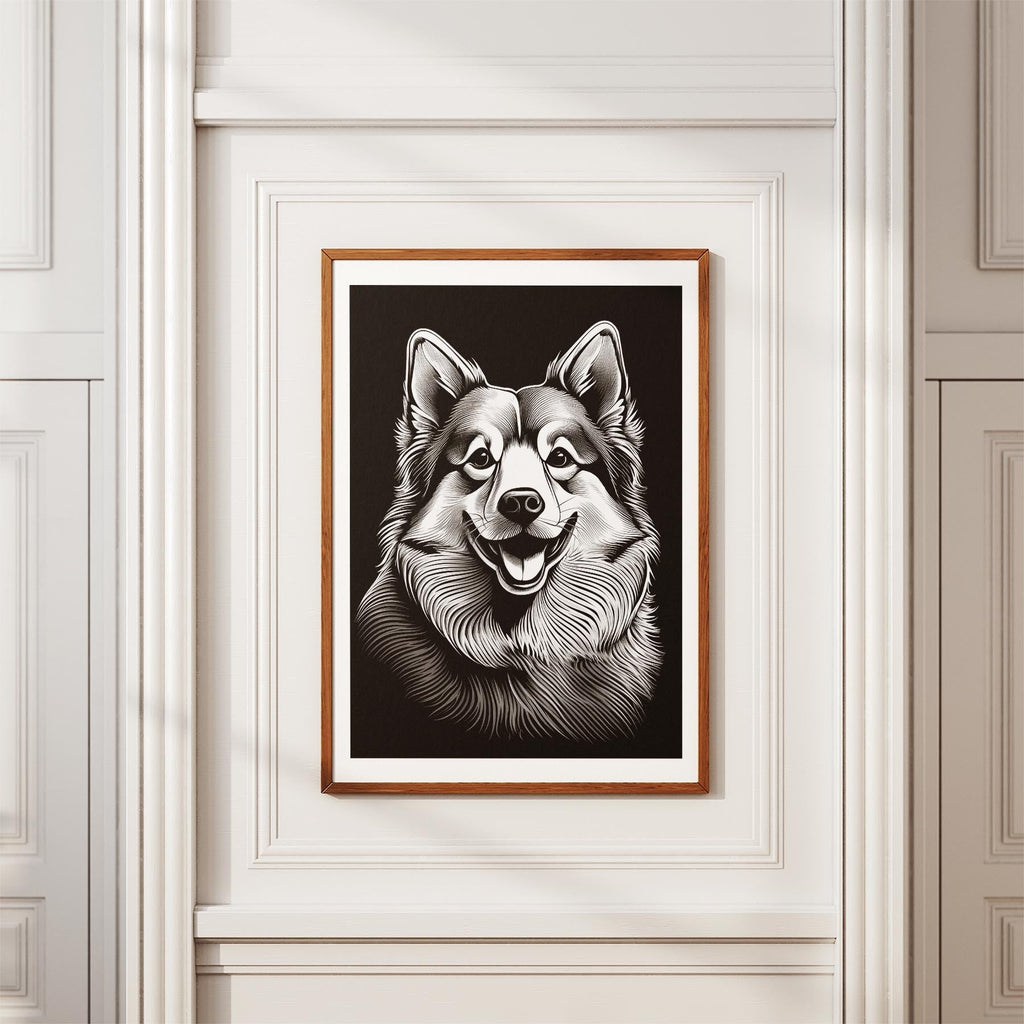 Finnish Lapphund Line Dog Series in Black and White image 3
