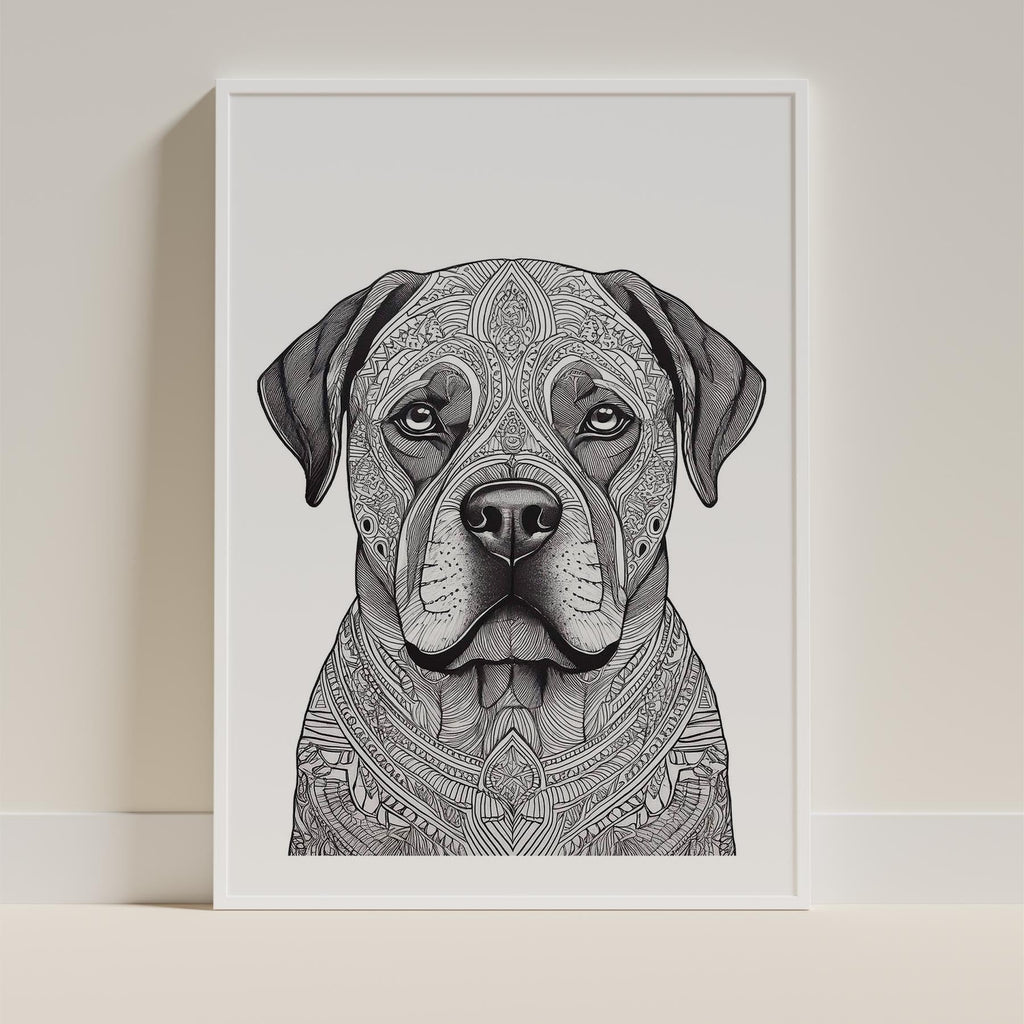 Bullmastiff Mandala Black and White Dog Series image 9