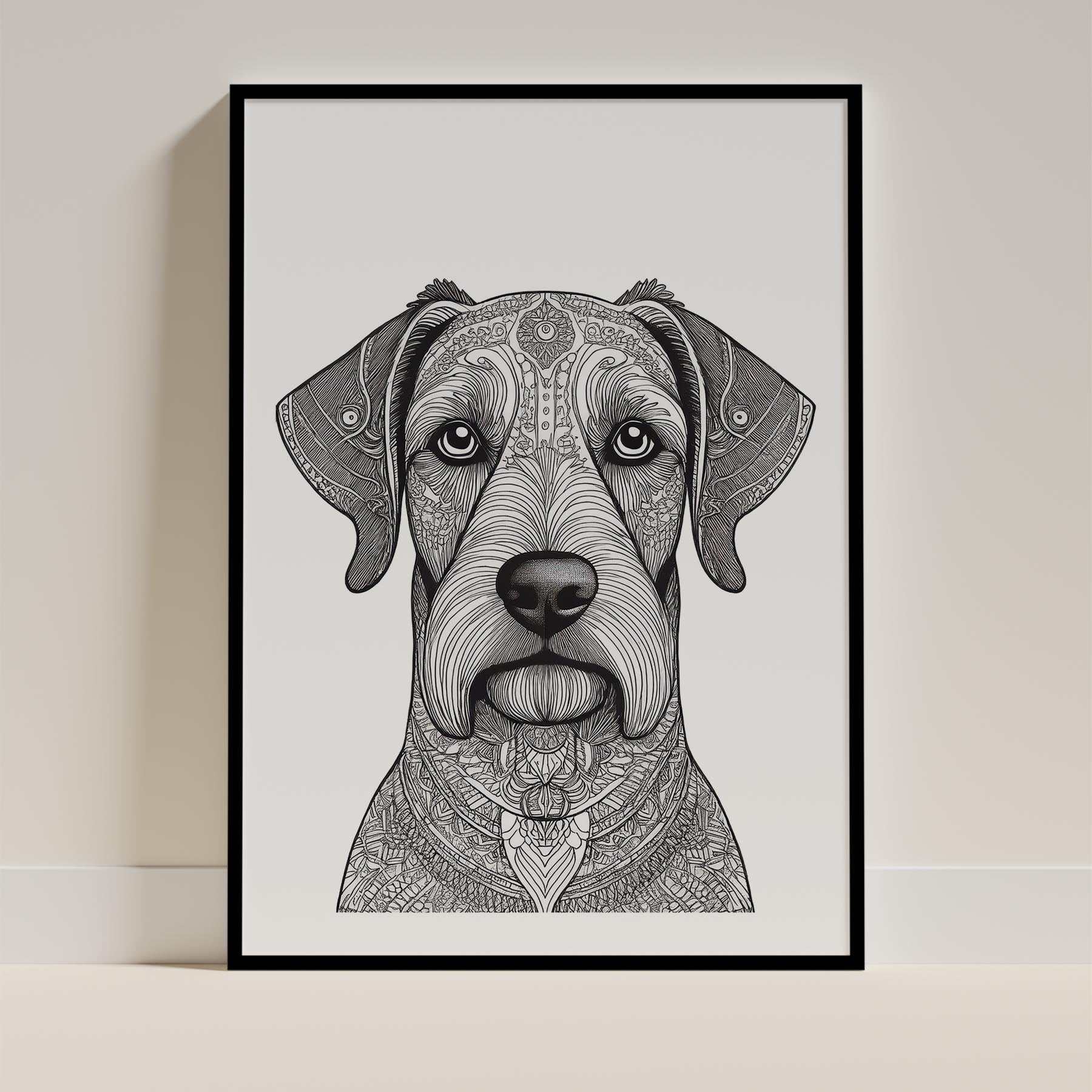 Black Russian Terrier Mandala Black and White Dog Series image 0