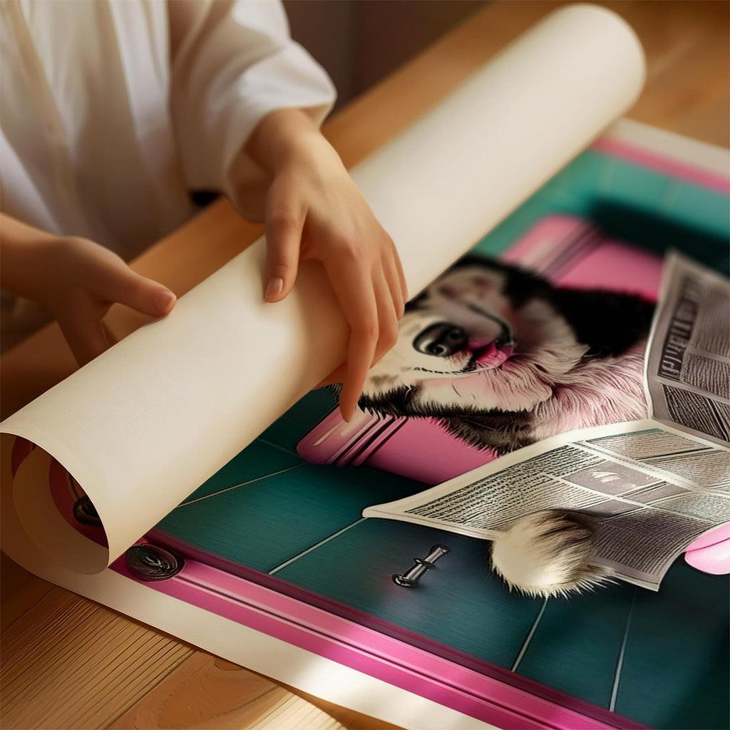 Alaskan Malamute Toilet Dogs PInk and Turquise image 1