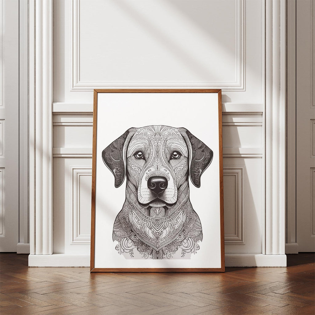 Labrador Retriever Mandala Black and White Dog Series image 4