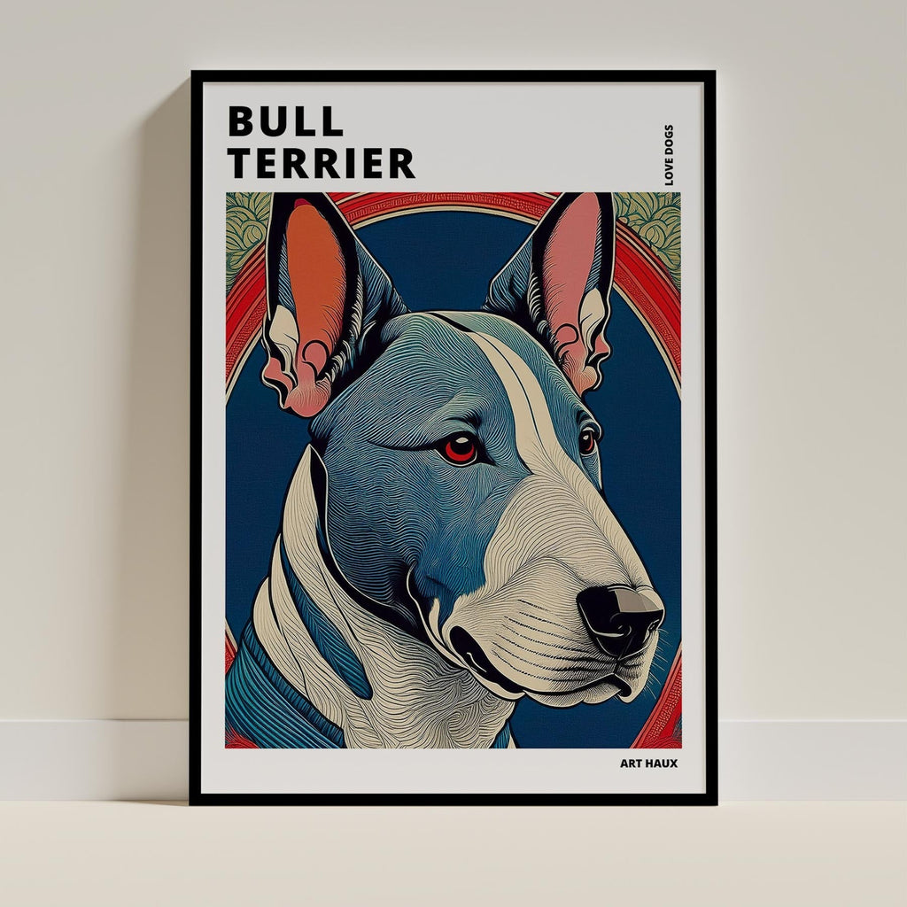 Bull Terrier Hokusai Japanese Inspired Dog Series with Text image 0