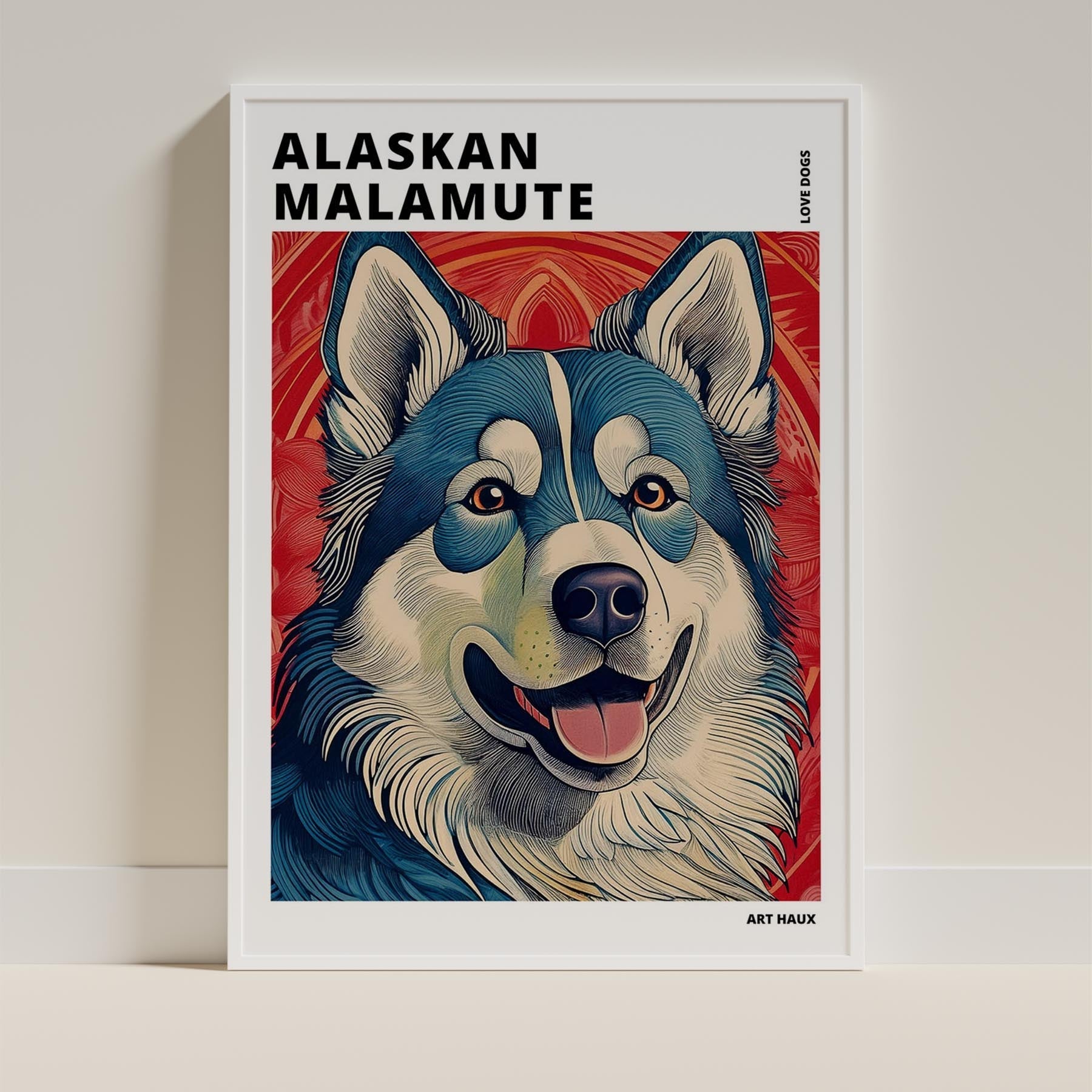 Alaskan Malamute Hokusai Japanese Inspired Dog Series with Text image 8