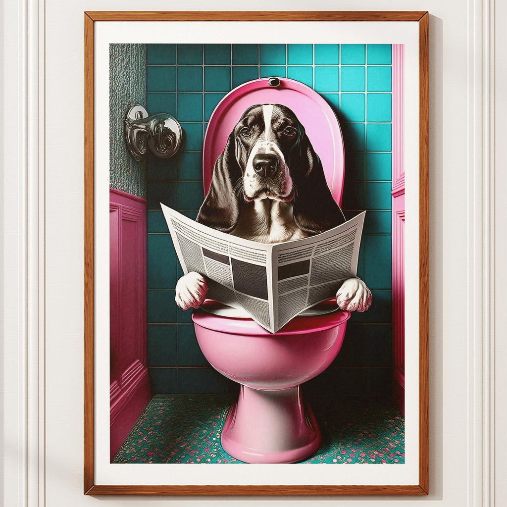 Basset Hound Toilet Dogs PInk and Turquise image 10