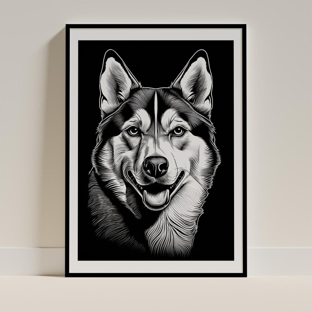 Siberian Husky Line Dog Series in Black and White image 0