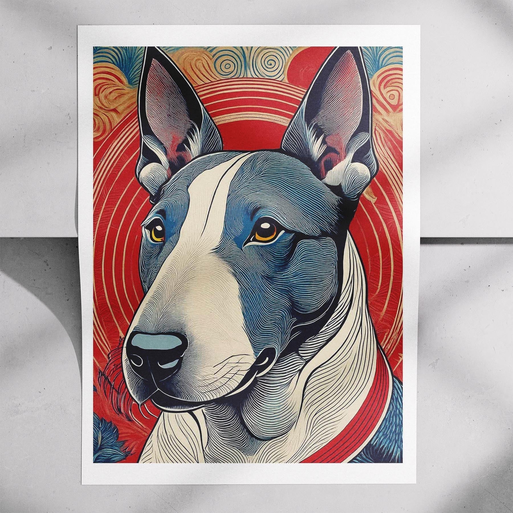 Bull Terrier Hokusai Japanese Inspired Dog Series 4 image 7