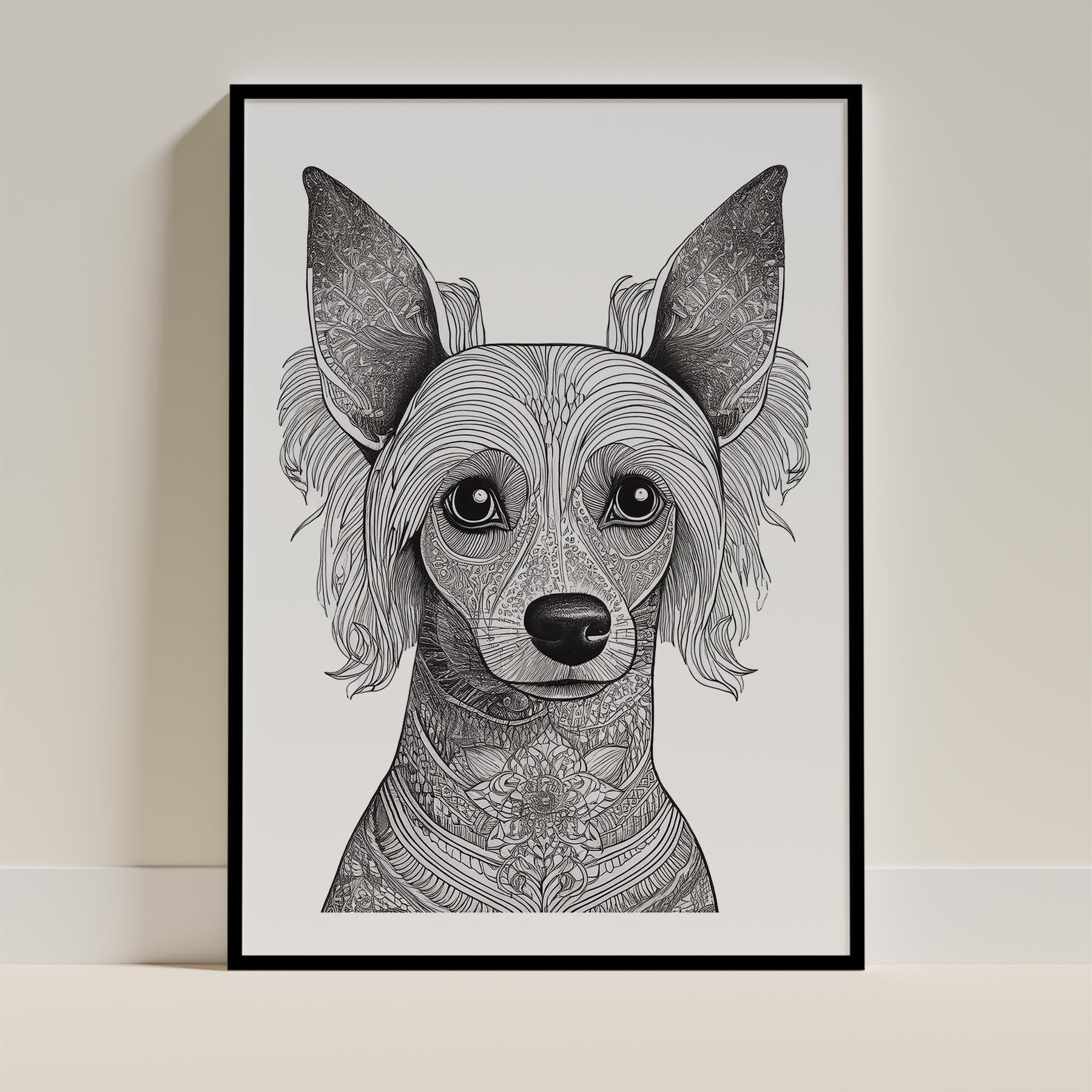 Chinese Crested Mandala Black and White Dog Series image 0