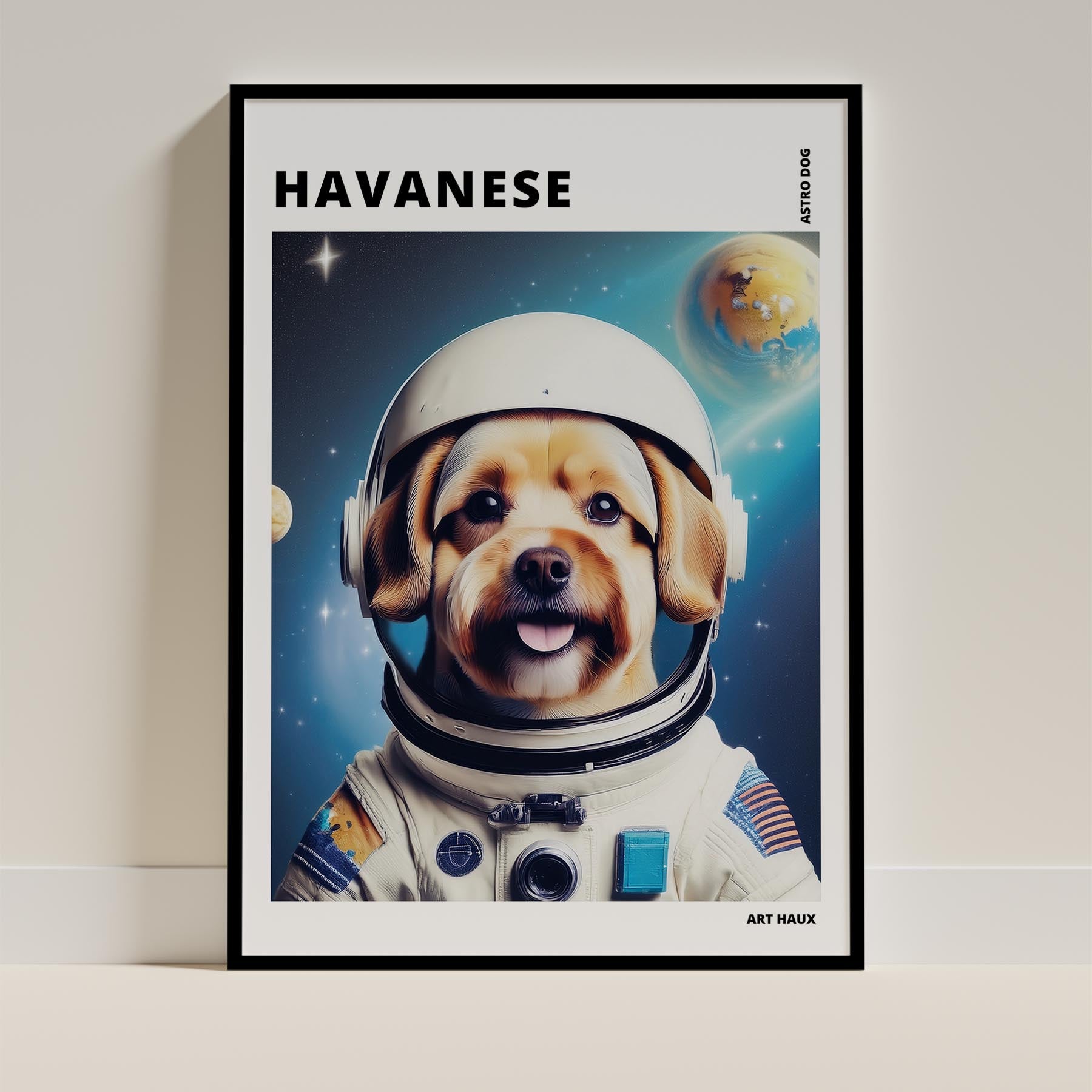 Havanese Astronaut Dog Series with Text Astro Dog image 0