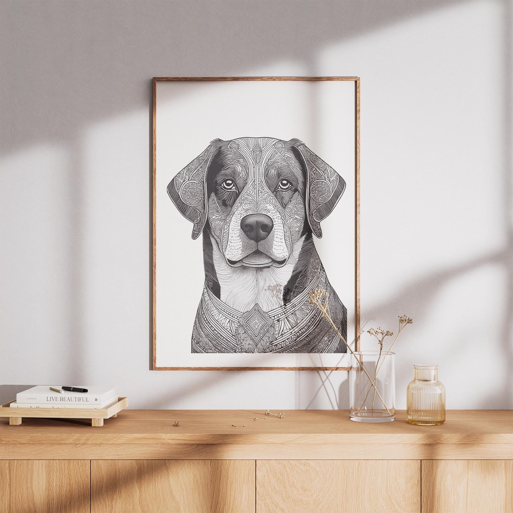 Bernese Mountain Dog Mandala Black and White Dog Series image 8