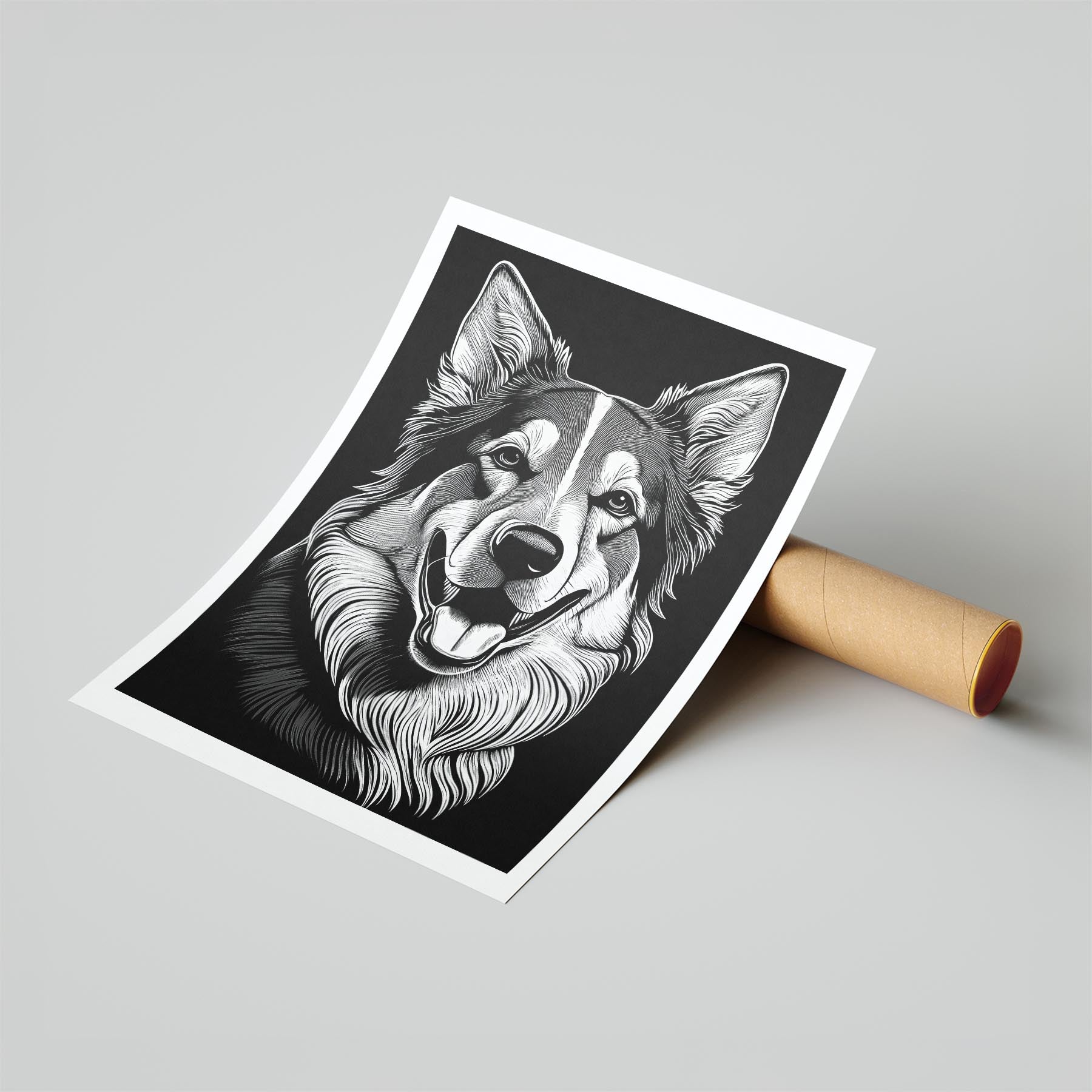 Maremma Line Dog Series in Black and White image 6