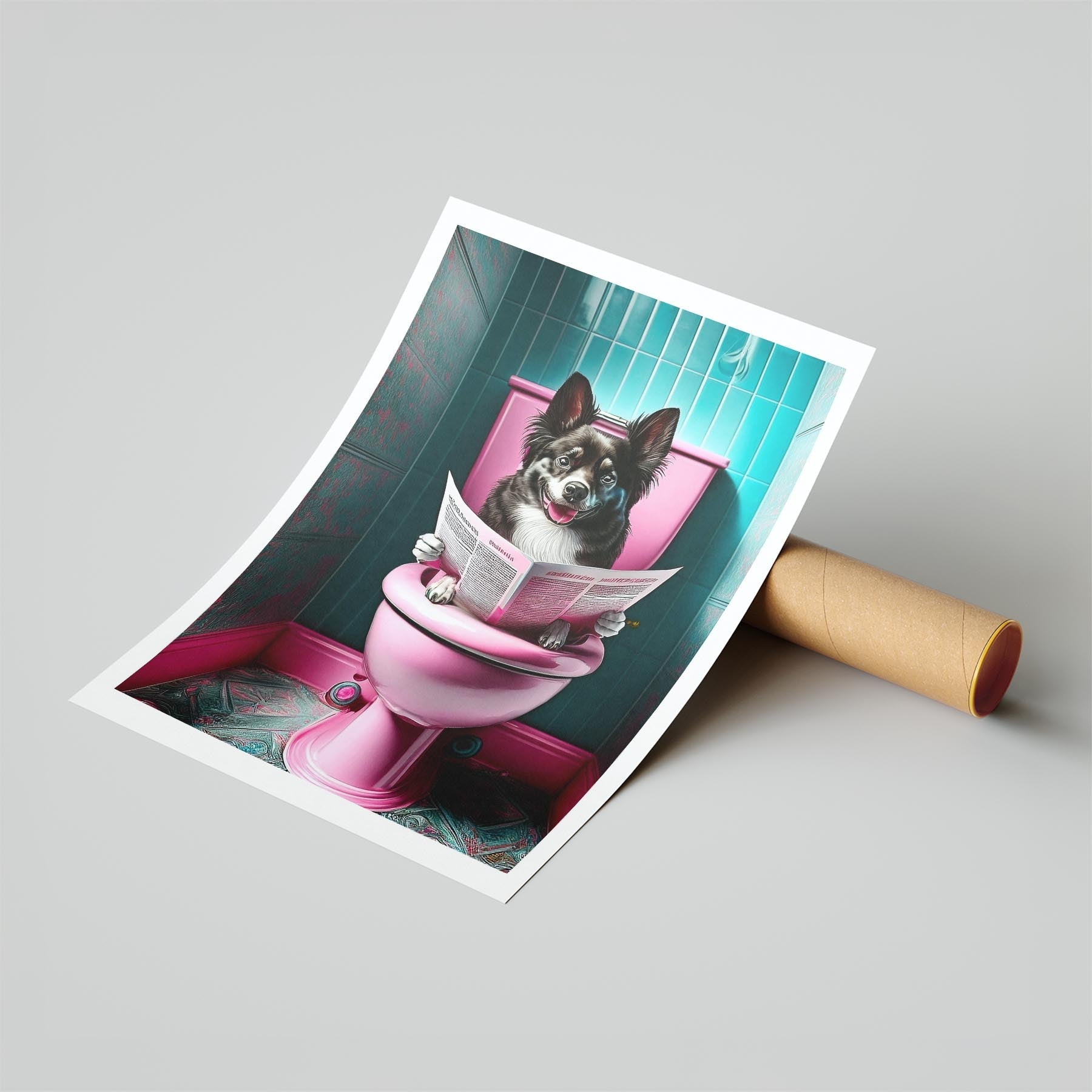 German Spitz Toilet Dogs PInk and Turquise image 6