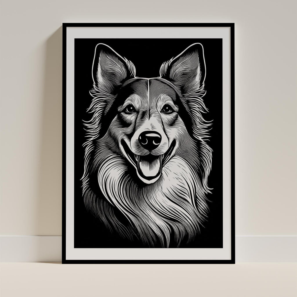 Rough Smooth Collie Line Dog Series in Black and White image 0