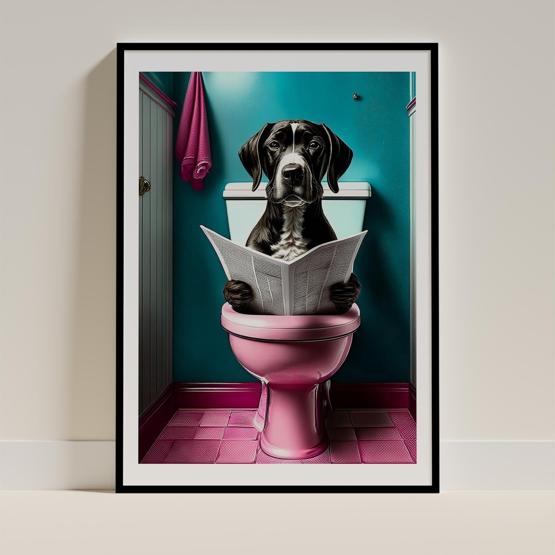 English Pointer Toilet Dogs PInk and Turquise image 0